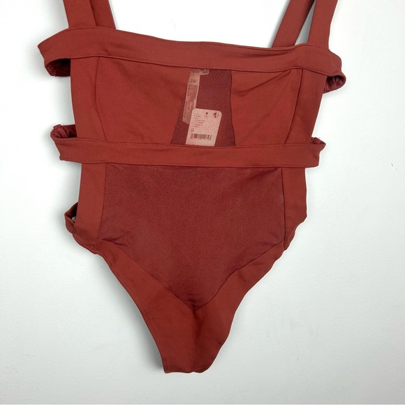 Free people intimately mesh strappy bodysuit size M in brown NWT - Picture 2 of 11
